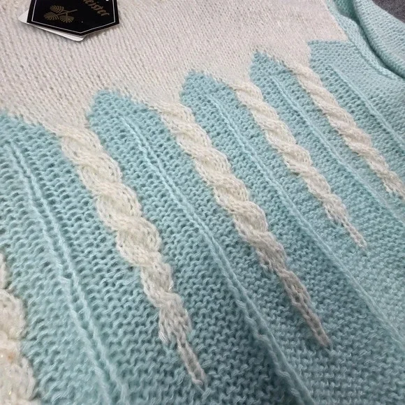 NEW Vintage Meister Sweater Mohair Hand Knit Icicle Cable Womens M Ski Bunny - Picture 2 of 9